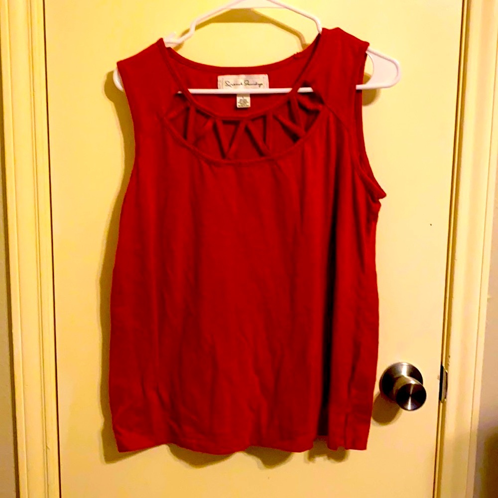 Orange cut-out tank top